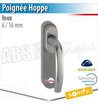 Poignée Hoppe inox compatible Somfy Tahoma - 6/16 mm