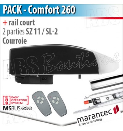 Moteur Marantec - Comfort 260 + rail SZ 11 SL à courroie en 2 parties