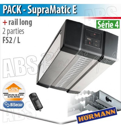 Pack motorisation portes de garage Hörmann - SupraMatic E + Rail moyen FS 2 L - 2 parties