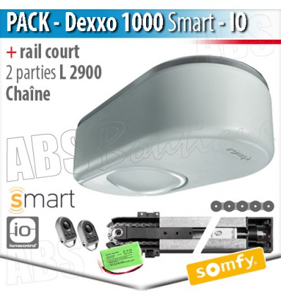 Pack motorisation portes de garage Somfy - Dexxo Smart 1000 io + Rail 2900 chaîne - 2 parties