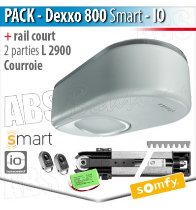 Pack motorisation portes de garage Somfy - Dexxo Smart 800 io + Rail 2900 courroie - 2 parties
